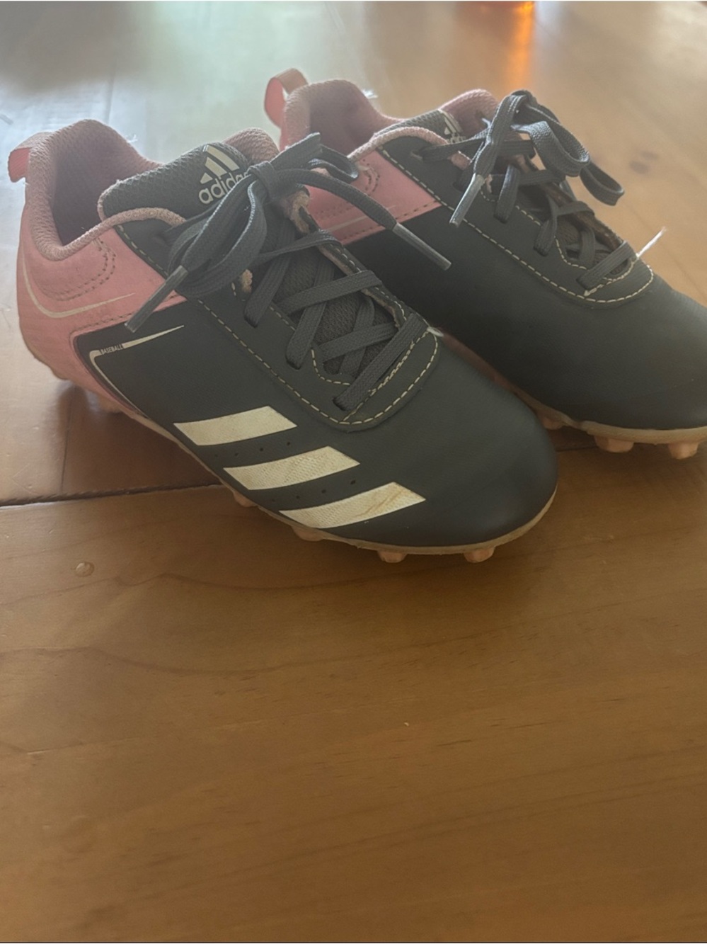 adidas Kids Baseball Cleats in Gray, Pink and White